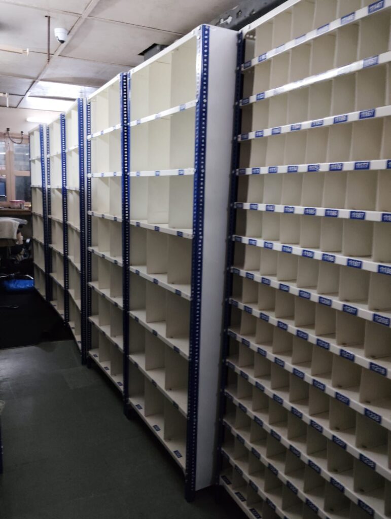 Slotted angle racks, storage system
